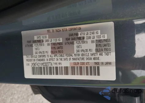 2021 Mazda Cx-5 Carbon Edition Turbo z USA, uszkodzony, nr VIN JM3KFACYXM0323774